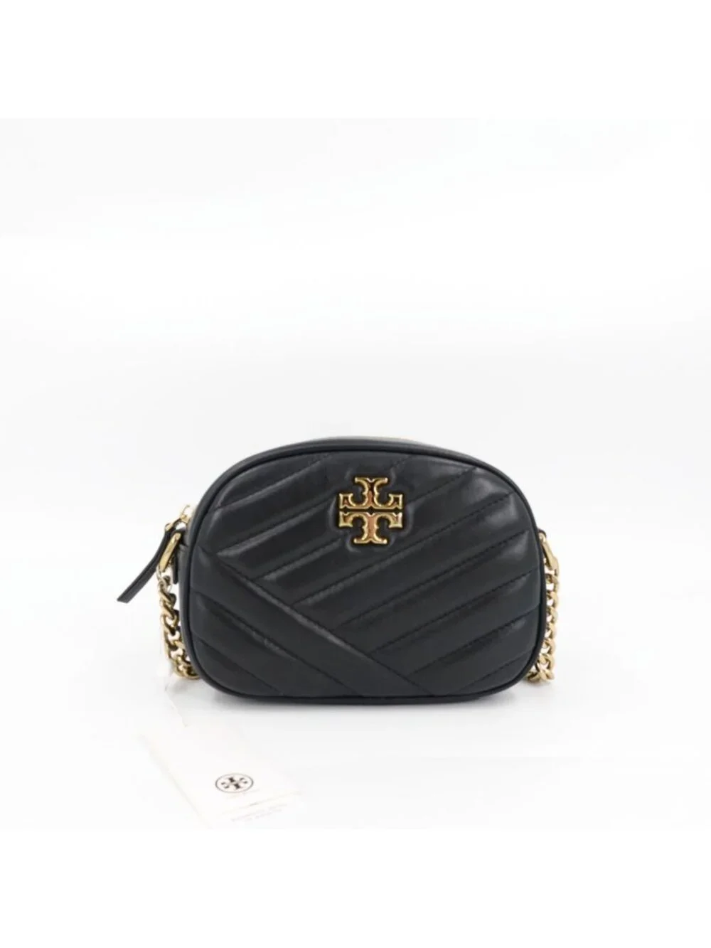Tory Burch Kira Chevron Small Camera Crossbody Bag Black OS